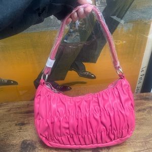 NWT Collection Eighteen 18 Hot Pink Shoulder and Crossbody Ruched Bag